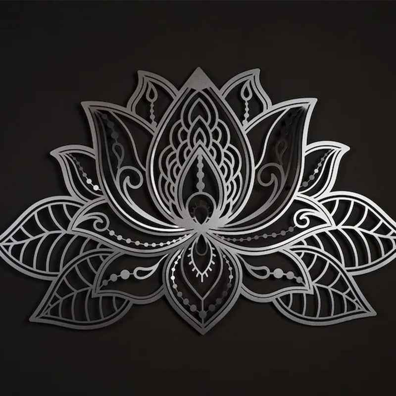 Metal Lotus Wall Art Decor Indoor Outdoor Garden Pendant 68x44 cm